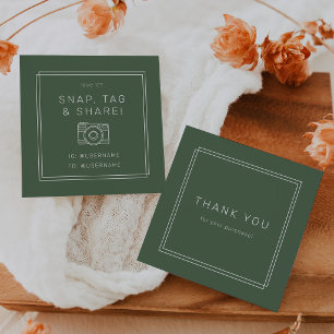 AVERY Rustic Dark Green Snap Tag Share Thank You