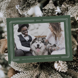 AVERY Sage Green Framed Couples Photo Christmas Holiday Card