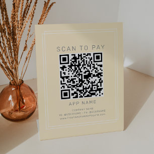 AVERY Simple Butter Yellow Business Scan To Pay Pedestal Sign