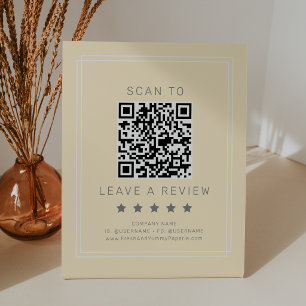 AVERY Simple Butter Yellow QR Code Leave A Review Pedestal Sign