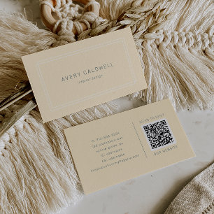 AVERY Simple Neutral Butter Yellow QR Code Business Card
