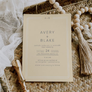 AVERY Simple Neutral Butter Yellow Wedding Invitation