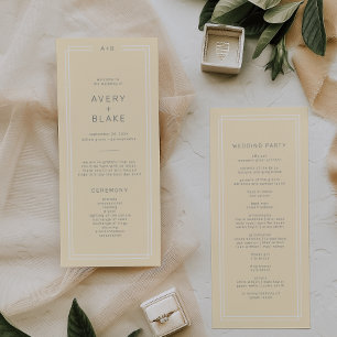 AVERY Simple Neutral Butter Yellow Wedding Program