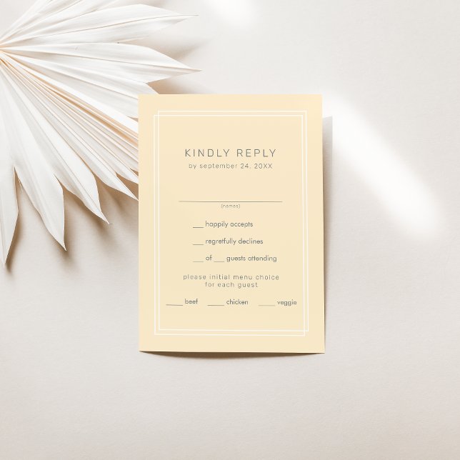 AVERY Simple Neutral Butter Yellow Wedding RSVP Card (AVERY Simple Neutral Butter Yellow Wedding RSVP Card)