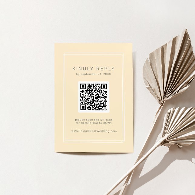 AVERY Simple Neutral Yellow QR Code RSVP Wedding Enclosure Card (AVERY Simple Neutral Yellow QR Code RSVP Wedding Enclosure Card)