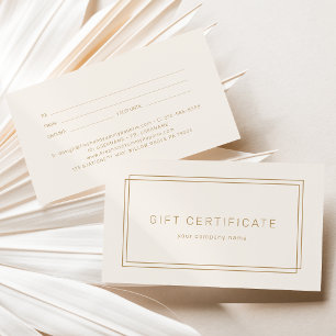 AVERY Vintage Gold Cream Business Gift Certificate