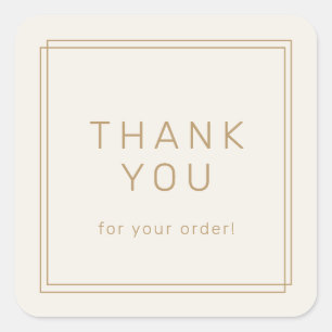 AVERY Vintage Gold Cream Thank You For Order Square Sticker