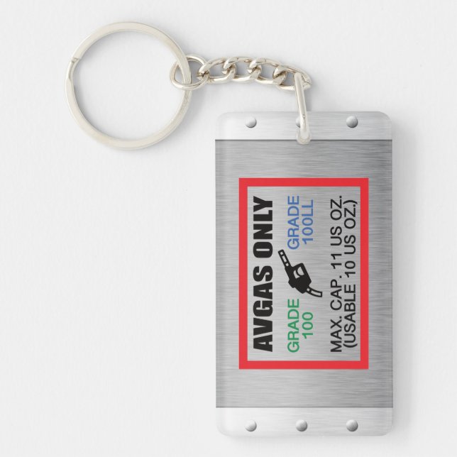 AVGAS / 100LL fuel only acrylic Key Ring (Front)