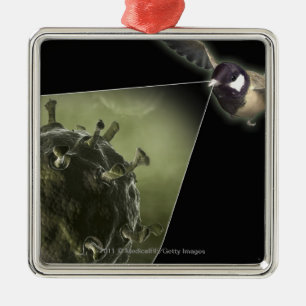 Avian flu coming out of bird metal tree decoration