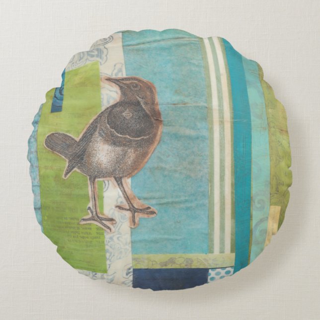 Avian Scrapbook I Round Cushion (Front)