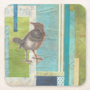 Avian Scrapbook I Square Paper Coaster
