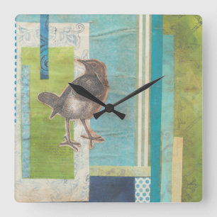 Avian Scrapbook I Square Wall Clock