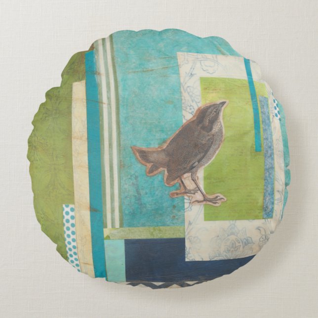 Avian Scrapbook II Round Cushion (Front)