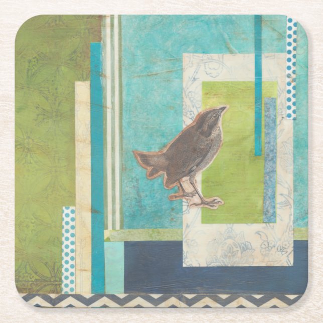 Avian Scrapbook II Square Paper Coaster (Front)