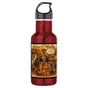 Aviary Mafia Cartoon – Feathered Mob Family Humour 532 Ml Water Bottle