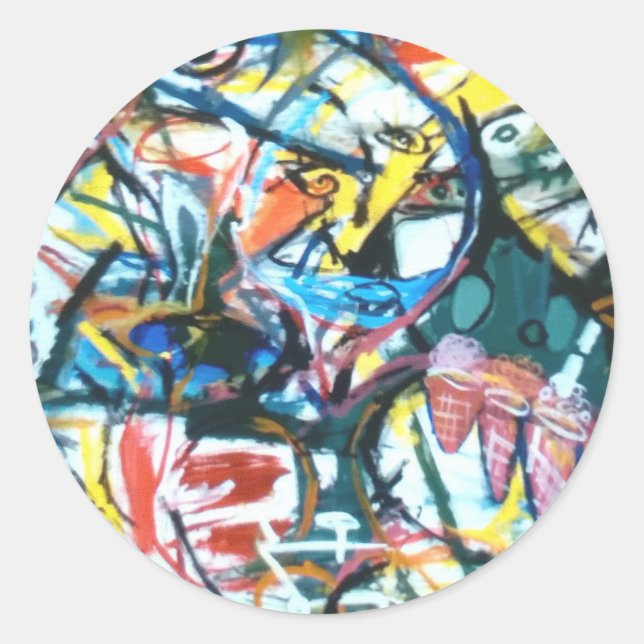 Aviary Stream Abstract Jeff Hankamer Artjunkhaus   Classic Round Sticker (Front)