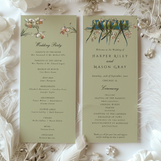 Aviary Wedding Ceremony Program Card (Creator Uploaded)