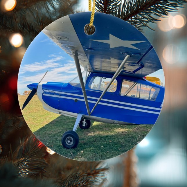 Aviation Aeroplane Photo Christmas Personalised Ce Ceramic Ornament (Creator Uploaded)