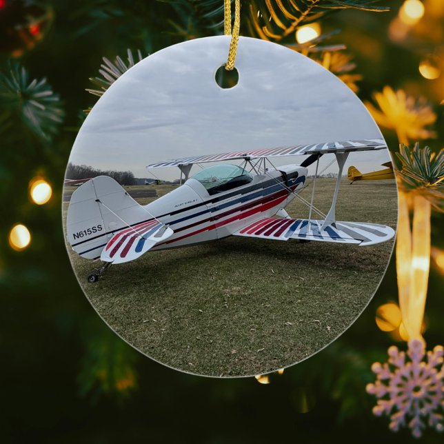 Aviation Aeroplane Photo Christmas Personalised Ce Ceramic Ornament (Creator Uploaded)