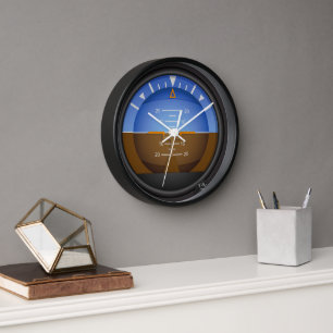 Aviation Aircraft Attitude Indicator Gauge  Clock
