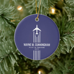Aviation Airline Pilot Flight School Graduation Ceramic Ornament