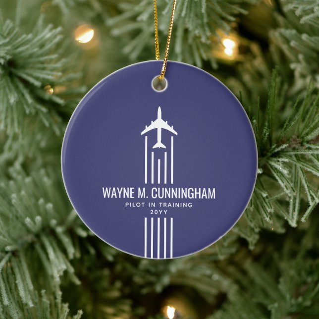 Aviation Airline Pilot Flight School Graduation  Ceramic Ornament (Tree)