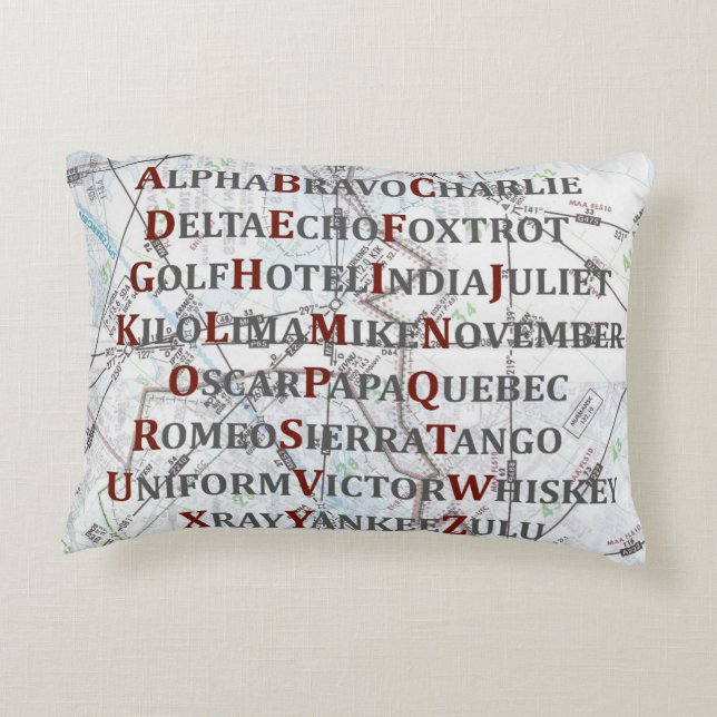 Aviation Alphabet Red and Grey, Pillow (Back)