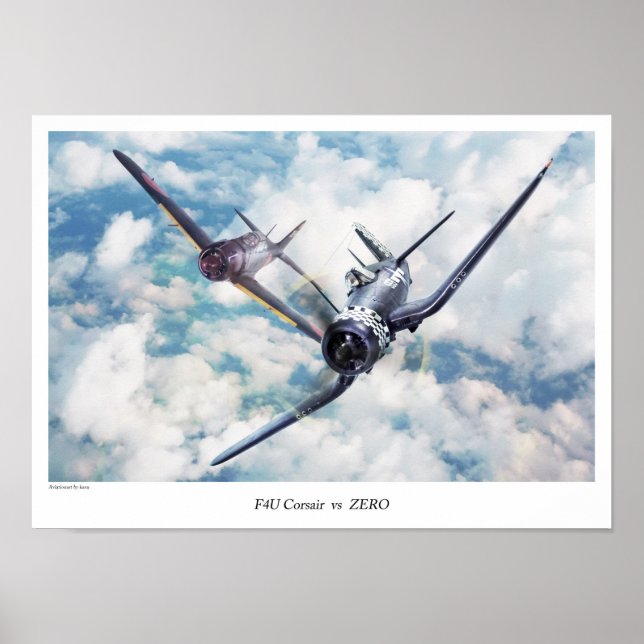 Aviation Art Poster "F4U Corsair r" (Front)