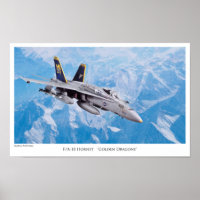 Aviation Art Poster "F/A-18Hornet  Golden Dragons"