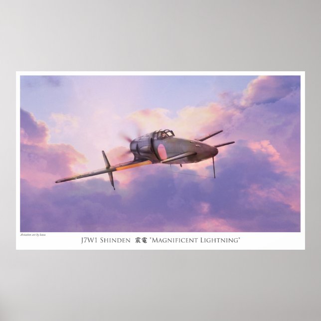Aviation Art Poster "J7W1 Shinden　震電" (Front)