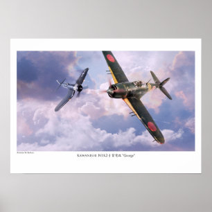 Aviation Art Poster "Kawanishi N1K2-J George"