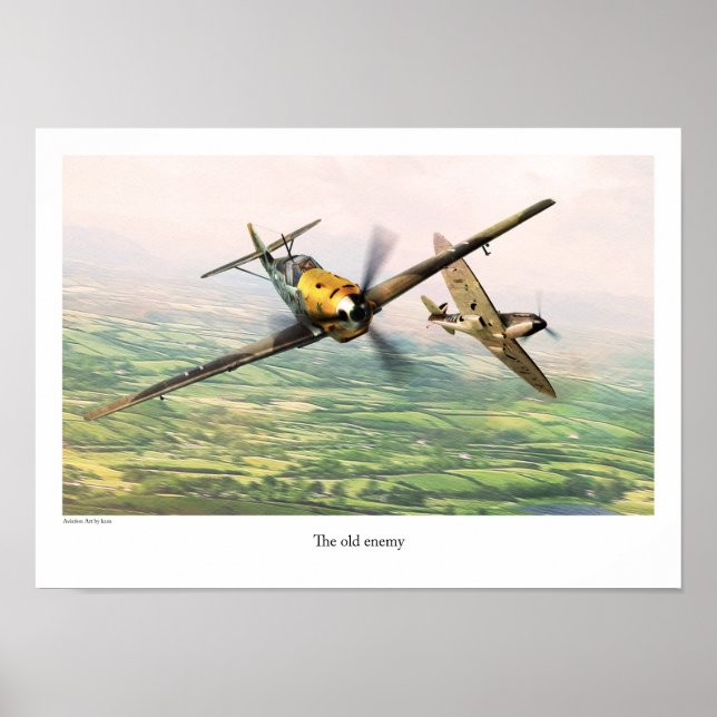 Aviation Art Poster "Messerschmitt Bf 109" (Front)