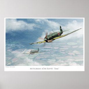 Aviation Art Poster " Mitsubishi A7M Reppū"Sam"”