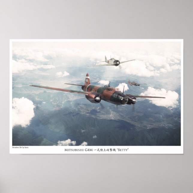 Aviation Art Poster "Mitsubishi G4M Betty" (Front)