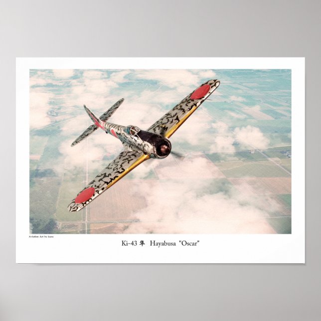 Aviation Art Poster "Nakajima Ki-43　隼　Oscar" (Front)