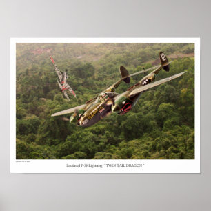 Aviation Art Poster "P-38 Lightning"