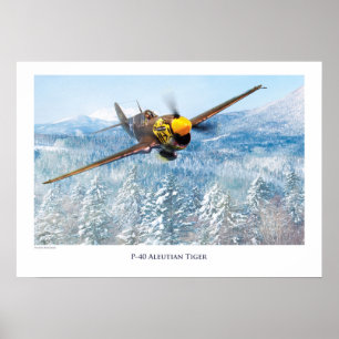 Aviation Art Poster “P-40 Aleutian Tiger "