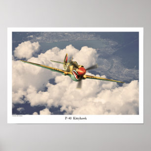Aviation Art Poster 'P-40 Kittyhawk'