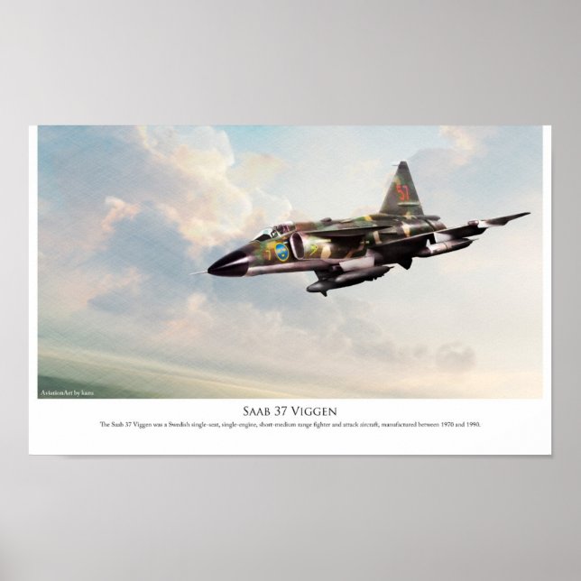 Aviation Art Poster "Saab 37 Viggen" (Front)