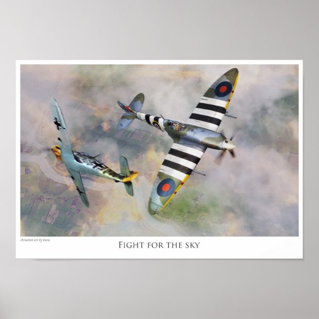 Aviation art Poster "Spitfire vs BF109” (Front)