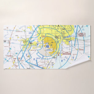 Aviation Chart Bath Towel