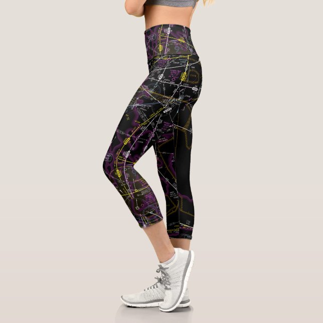 Aviation Chart Capri Leggings (Left)