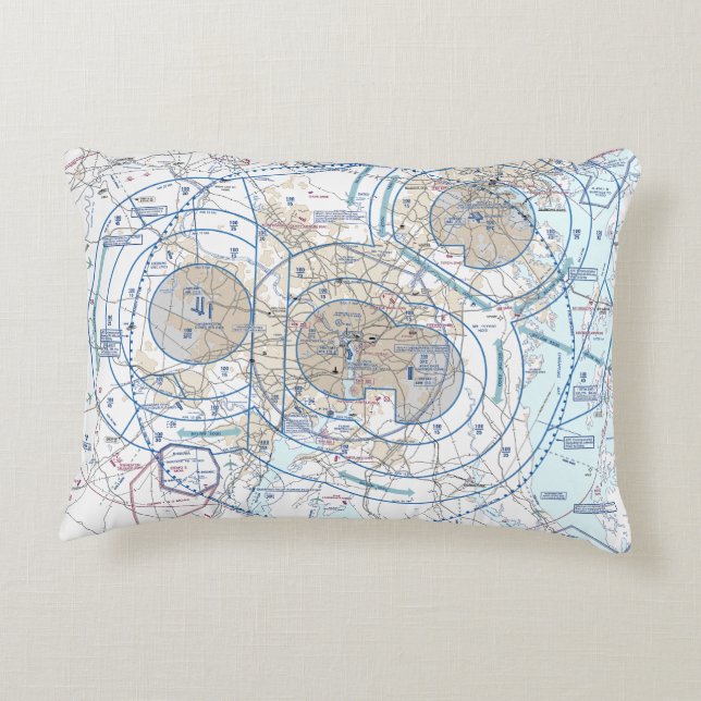 Aviation Chart Decorative Cushion (Back)