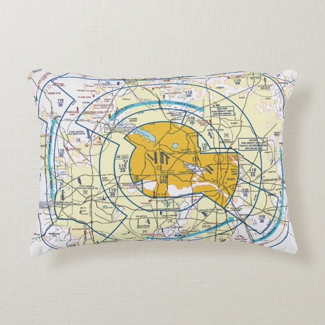 Aviation Chart Decorative Cushion (Front)