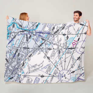 Aviation Chart Fleece Blanket