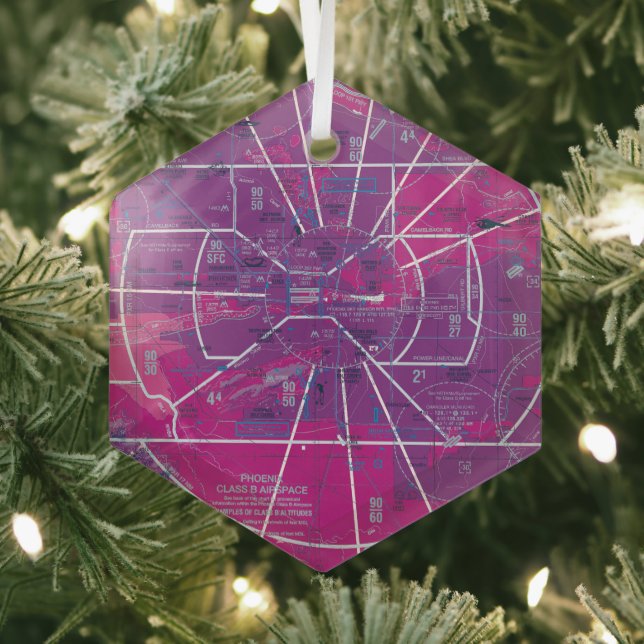 Aviation Chart Glass Tree Decoration (Insitu)