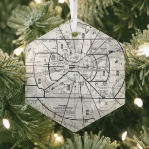 Aviation Chart Glass Tree Decoration
