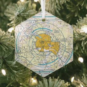 Aviation Chart Glass Tree Decoration
