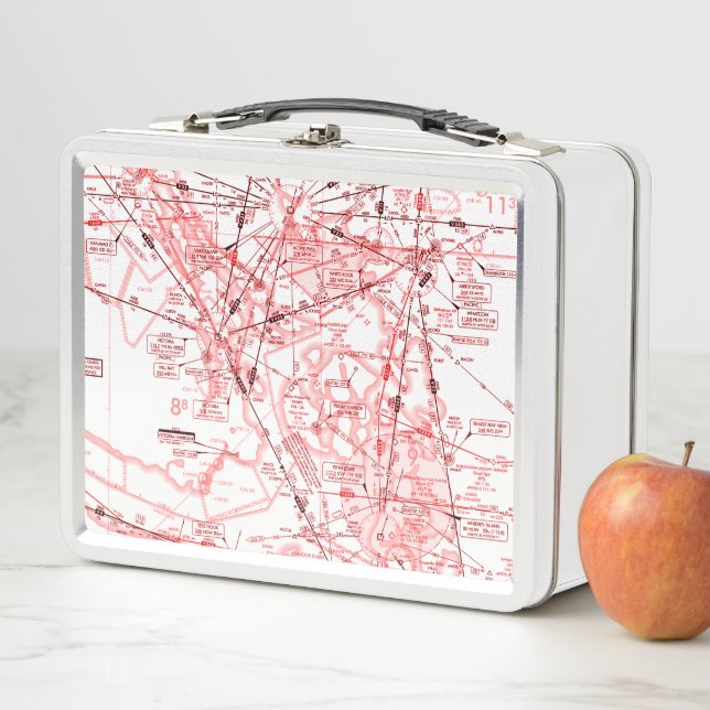 Aviation chart metal lunch box (In Situ)