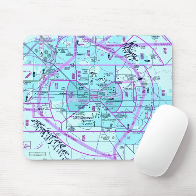Aviation Chart Mouse Pad (With Mouse)